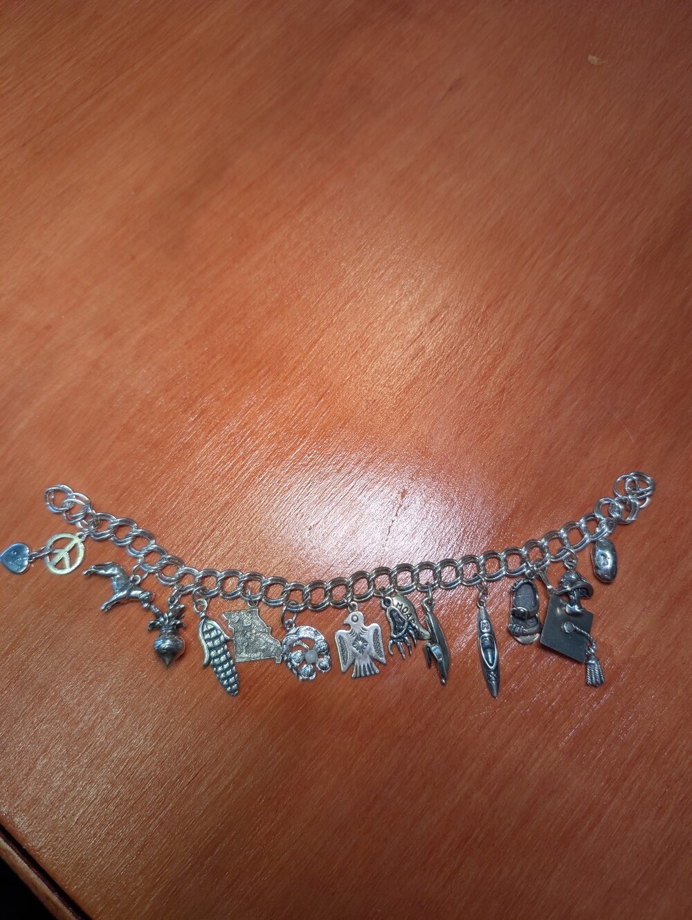 Heavy Vintage Sterling Silver Charm Bracelet 16 Sterling Charms